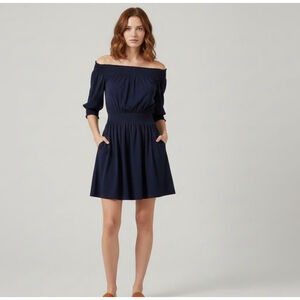 Aritzia Sunday Best Navy Off-the-Shoulder Mini Dress Size M Summer Party